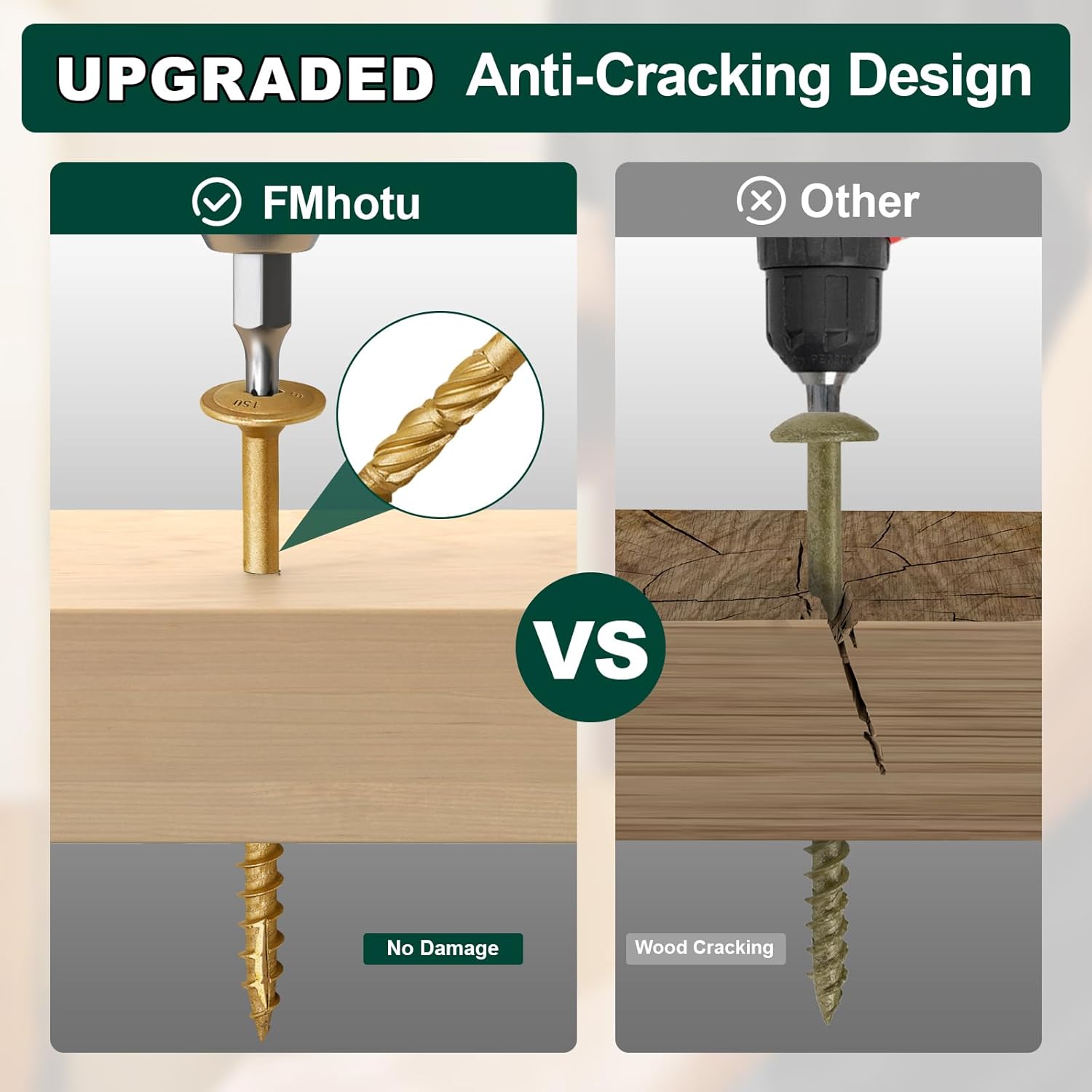 Lag Screws, 5/16" x 12" Structural Screws, 50Pcs Construction Lag Screws, Rust Resistant, T40 Star Drive Bit
