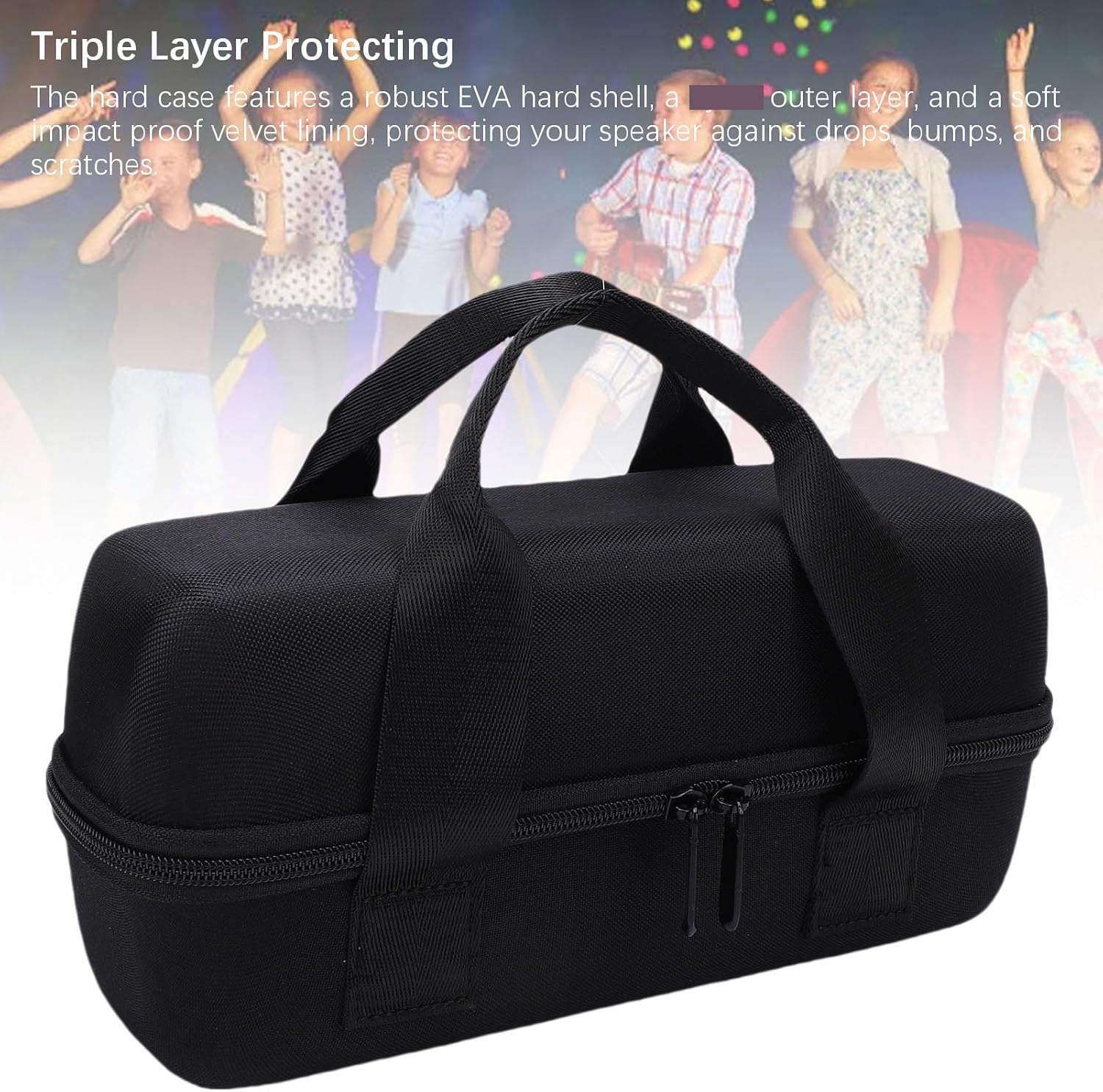 Hard Travel Case for Speaker, Waterproof EVA Protective Carrying Case with Comfortable Handle, Storage Bag for Speaker and Accessories