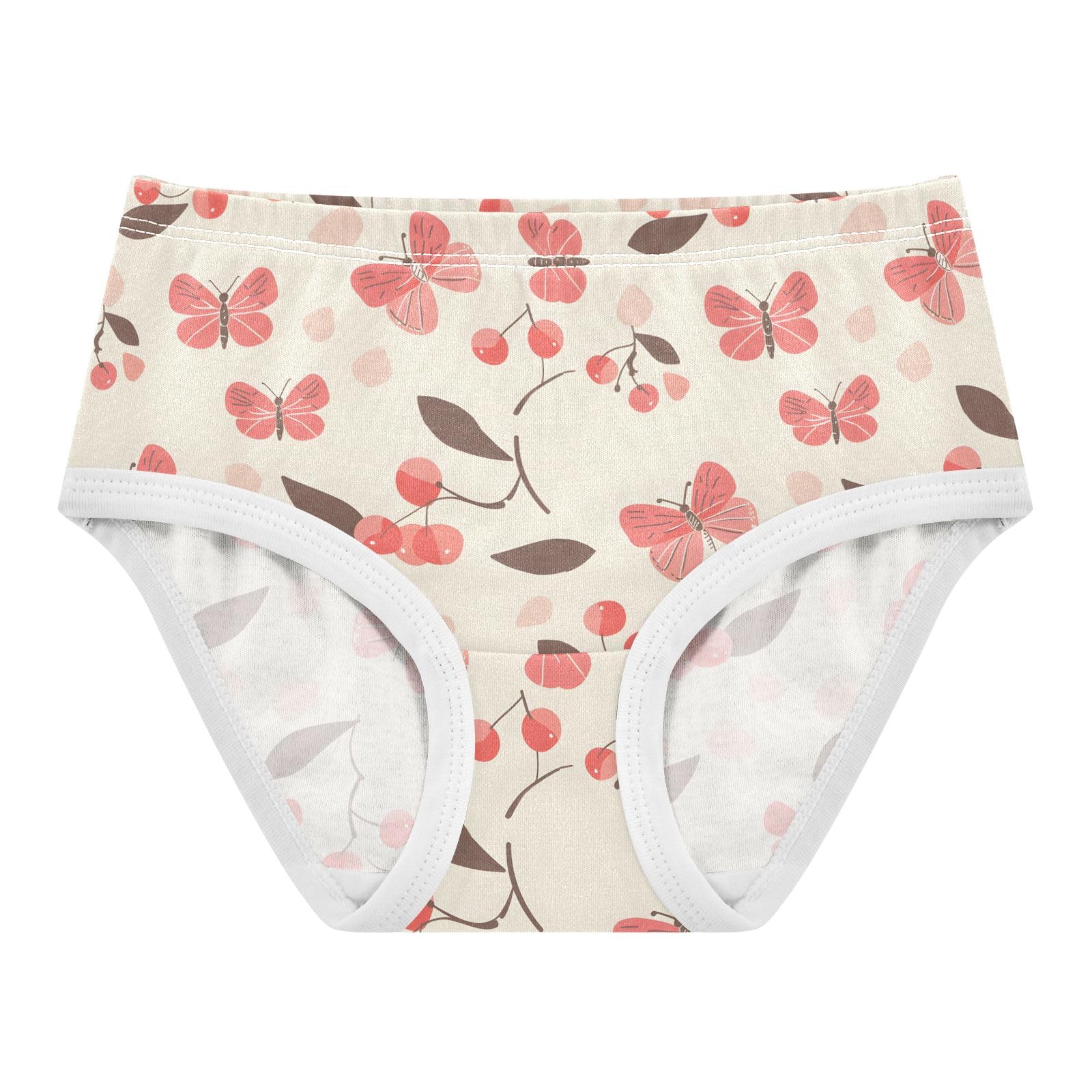 ALAZA Toddler Girls Cotton Hipster Underwear Soft Cherry Butterfly Pink 2 Pack 2T