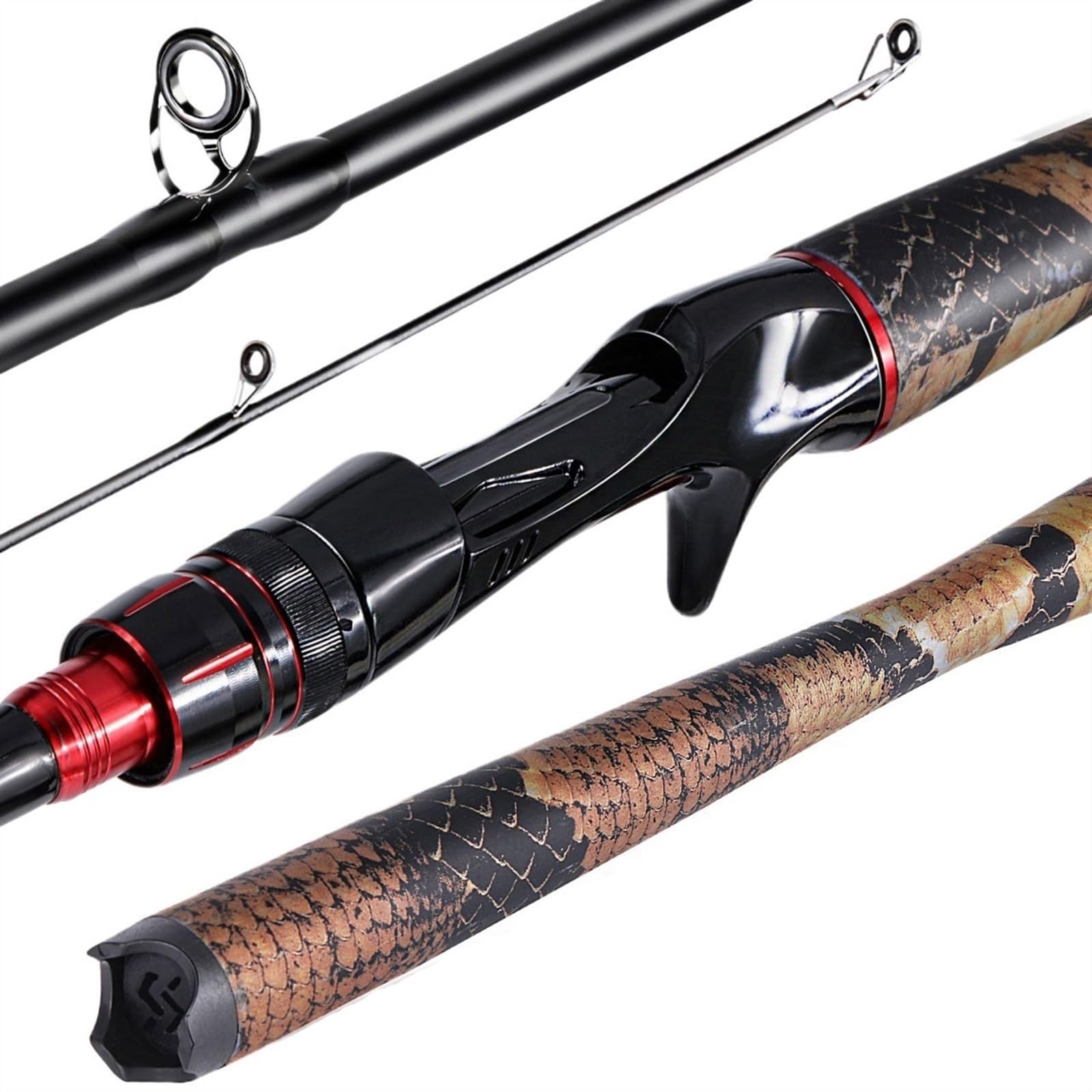 Canna da Pesca 1.8M 1.98M 2.1M Canna da Pesca al Lancio Canna da Pesca Leggera da Viaggio in Fibra di Carbonio for Bass Pike Carp Tackle(1.98m)