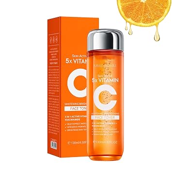 5X Vitamin C & Hyaluronic Acid Hydrating Toner - Brightening, Pore Minimizing Facial Toner for Glowing Skin & Sensitive Skin, 130mlGift for Women