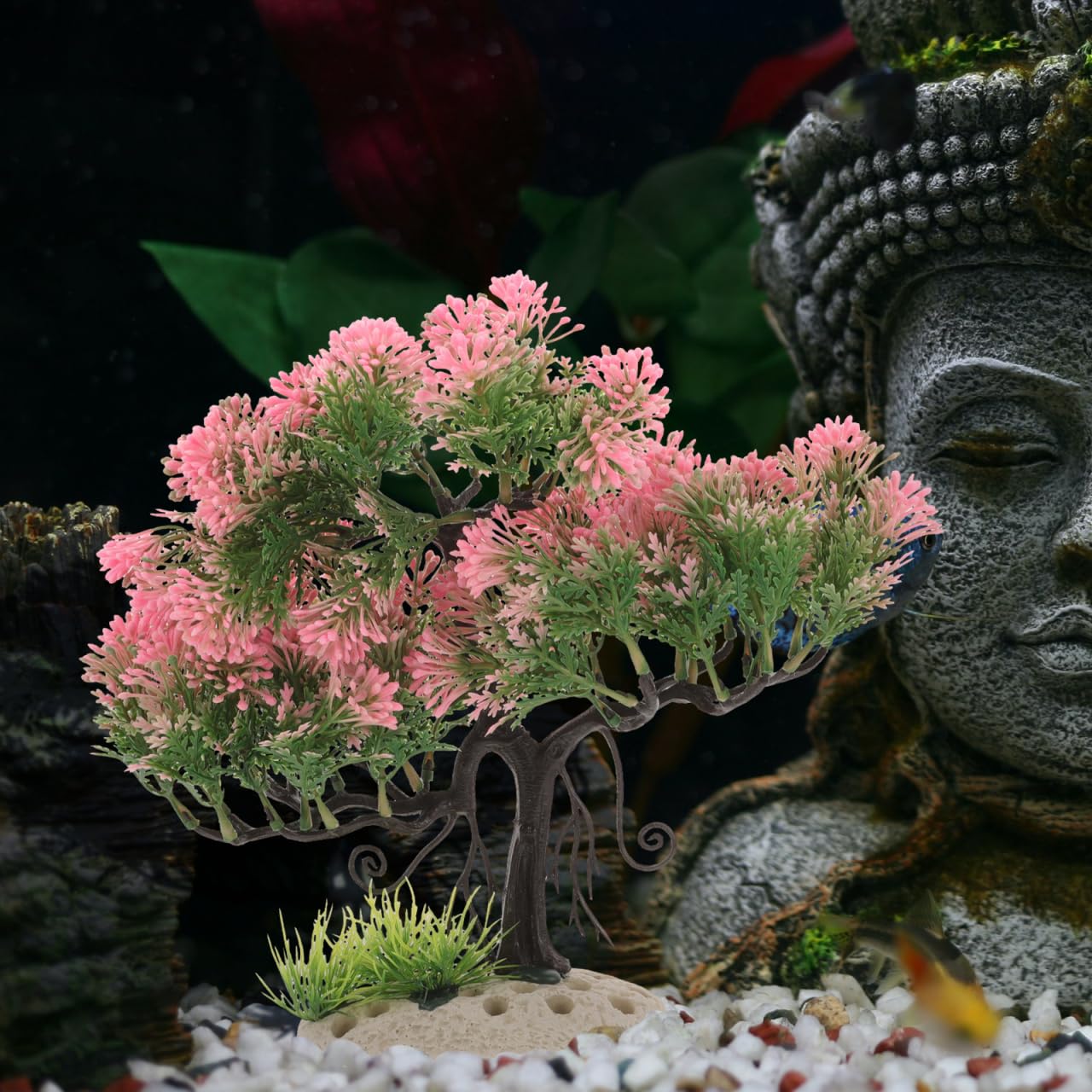 NOLITOY Plantes décoratives pour aquarium - Plantes artificielles en plastique pour poissons Betta - Rose
