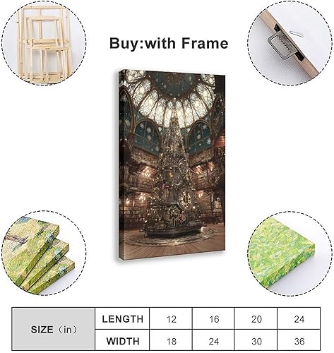 Miniatura 9 de UZWGG 1pcs Framed Wall Art Retro Christmas Tree with Metal Sheet Picture Wall Decor Print on Canvas Cyberpunk Interior Decor Artwork for Men's Cave