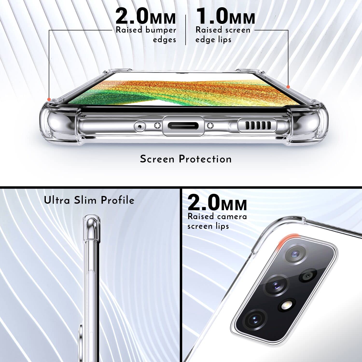 Silverback Cover per Samsung Galaxy A33 con Supporto ad Anello Girevole a 360 Gradi, Sottile e Morbida in TPU Antiurto - Trasparente