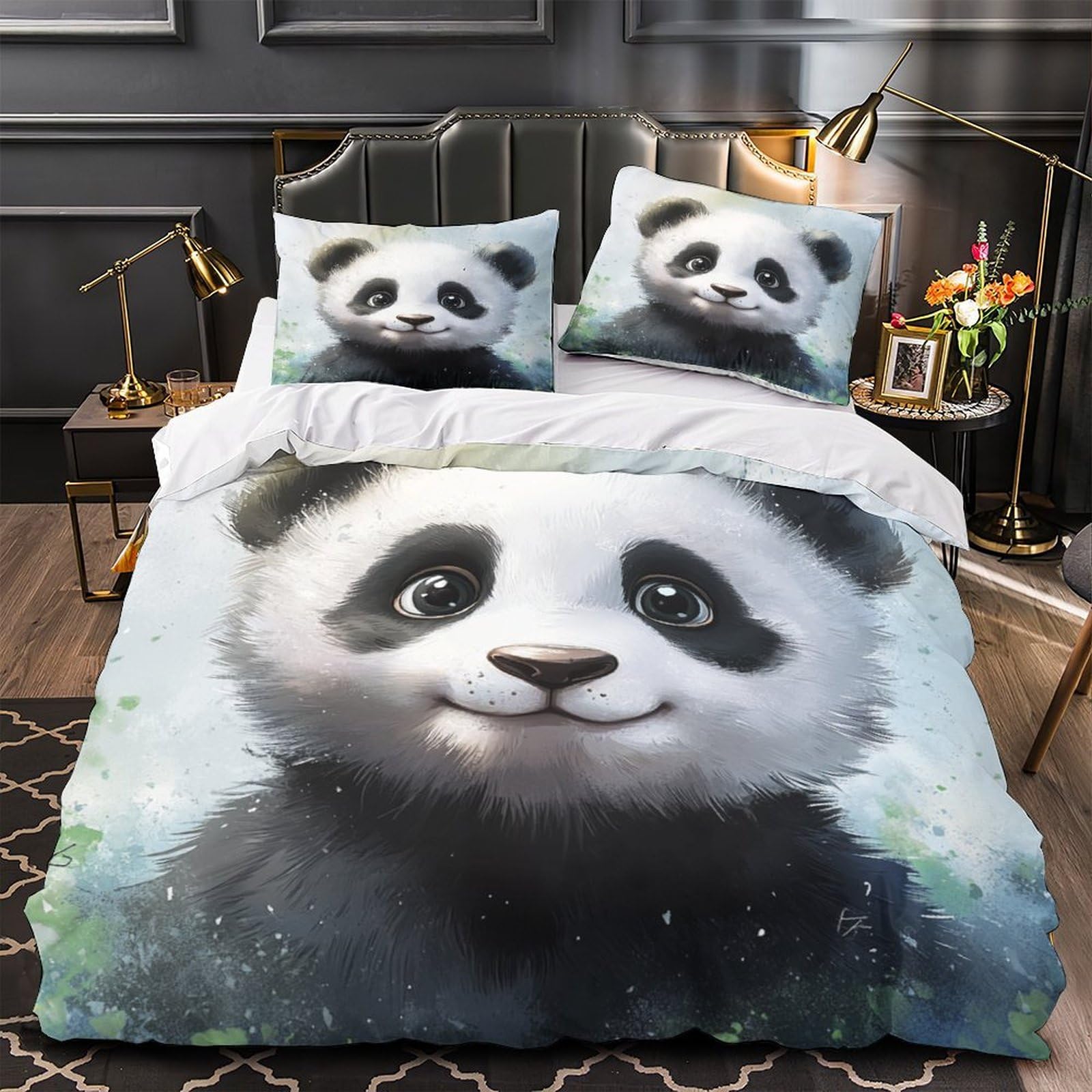 Housse de Couette Panda Anti-Allergie pour Grand Lit Super King 3D