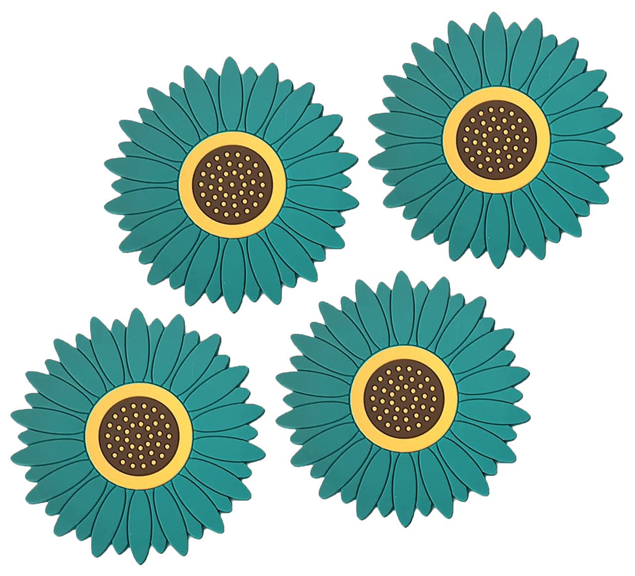 P-Plus International Silicone Trivets for Hot Mugs and Glasses Countertop Trivest Pads Sunflower Cup Holder Soft Rubber Coaster Set Silicone Coasters (Set of 4, Green) (B0BN7Q49FB) Amazon Price History, Amazon Price Tracker