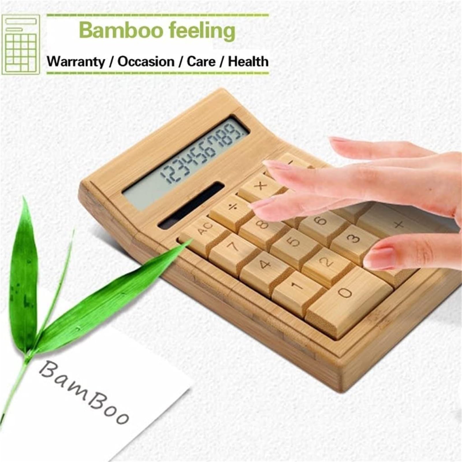 Calculadora Calculadora Electrónica Bamboo con Contador, Función Estándar Y Pantalla De 12 Dígitos Doble Alimentación Escritorio Oficina(13.5 * 17.8cm)