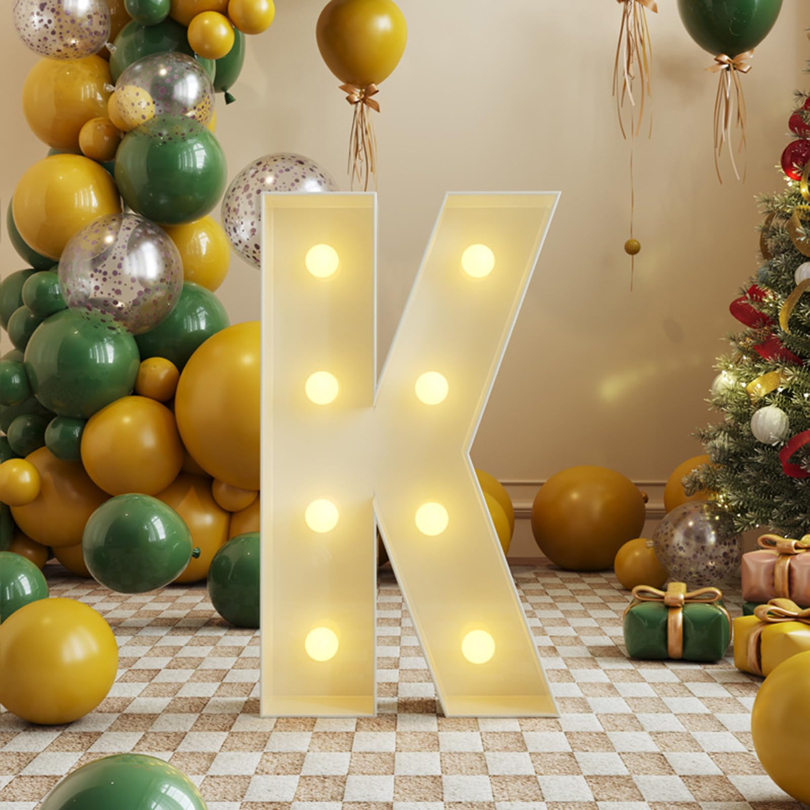 4FT Marquee Light Up Letters K,arty Decor Large Marquee Light Up Letters, Foam Board Set for Birthdays,Weddings,Baby Anniversaries, Easy to Assemble,K,120cm/47in