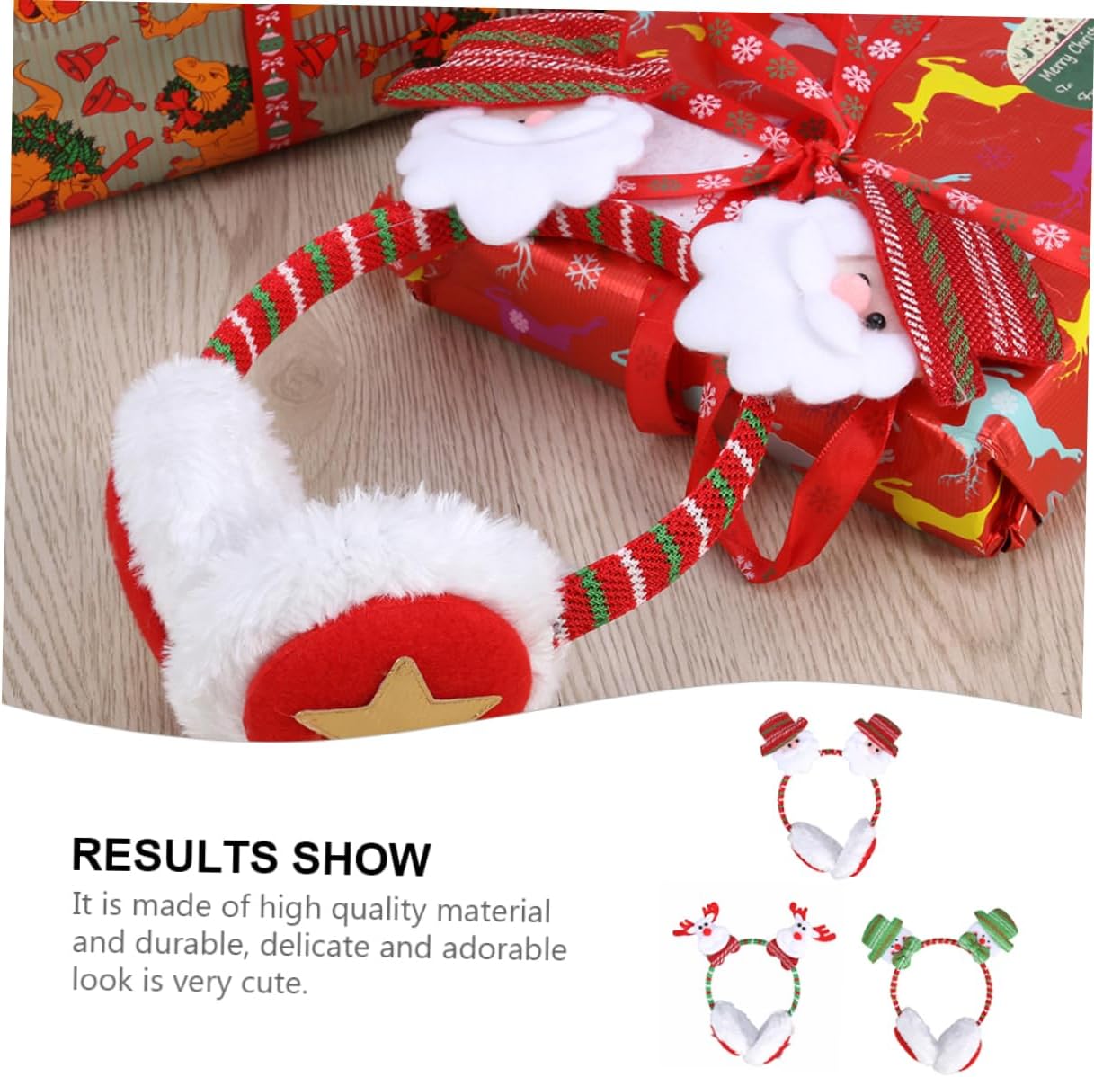 CHILDWEET 3pcs Christmas Headband Ear Muffs for Girls Cute Cartoon Design Warm Ear Adorable Compact Warmers for Holiday Outfits and Parties Style