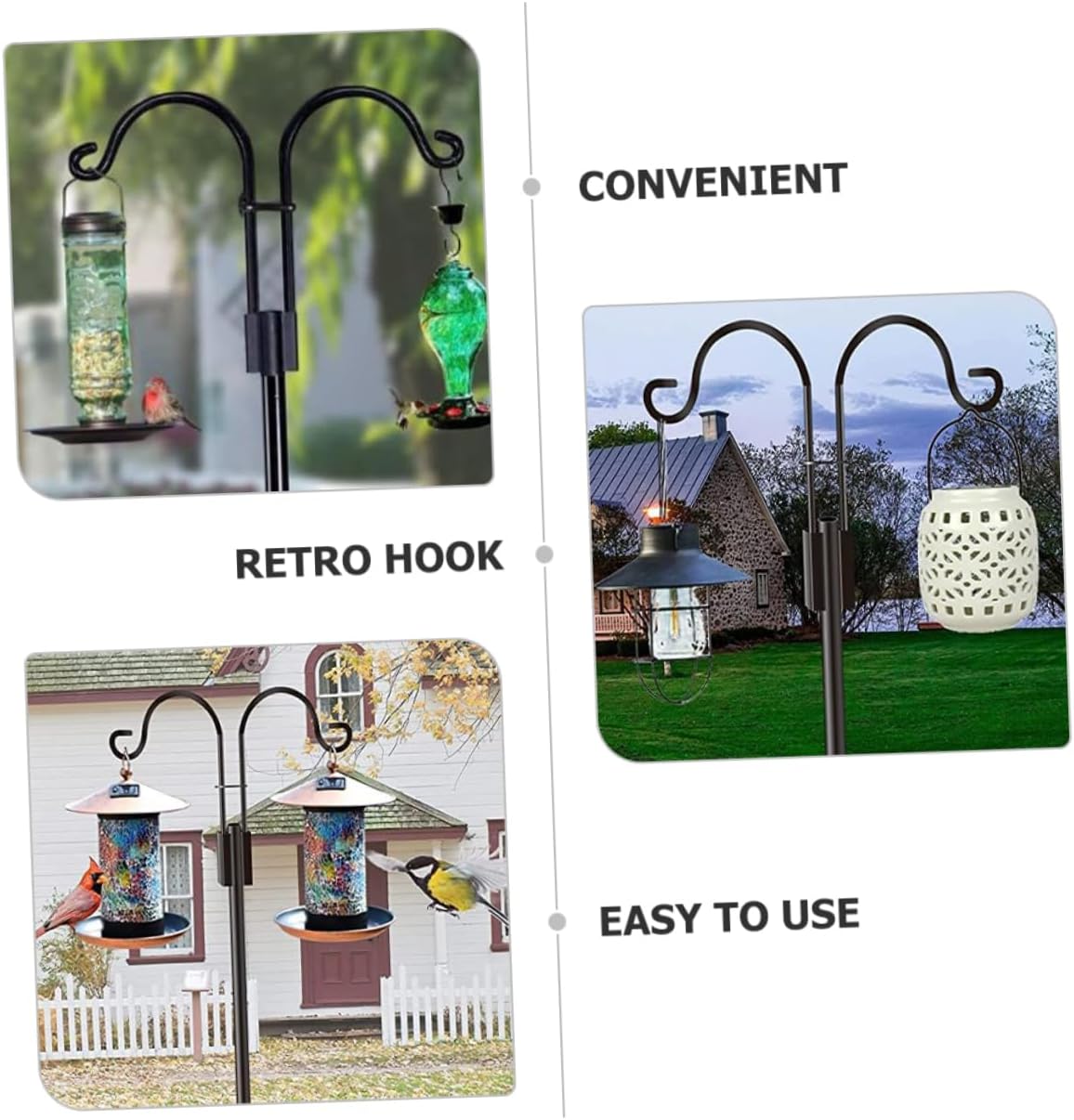 Garden Shepherd Hook Solar Lights Metal Plant Hanger for Outdoor Decor Heavy Duty Lantern and Bird Feeder Support Elegant Finish for Garden and Courtyard