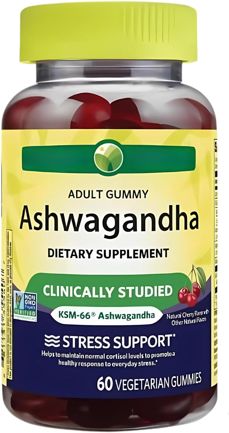 KP+ Ashwagandha | Ashwagandha Adult Gummies | Stress Support & Relaxation | Helps Maintain Healthy Cortisol Levels | Cherry Flavor | 60 Vegetarian Gummies | Pack of 1