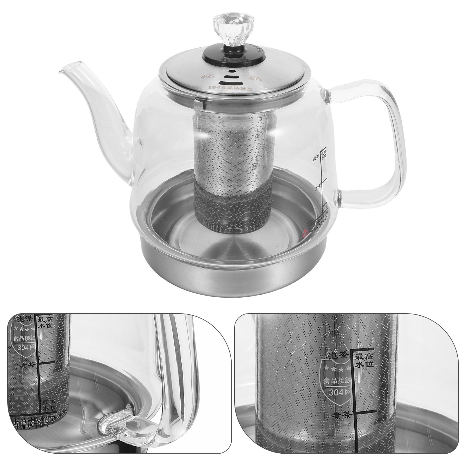 Théière en Verre 1, 4 L en Borosilicate avec Filtre Inox Intégré