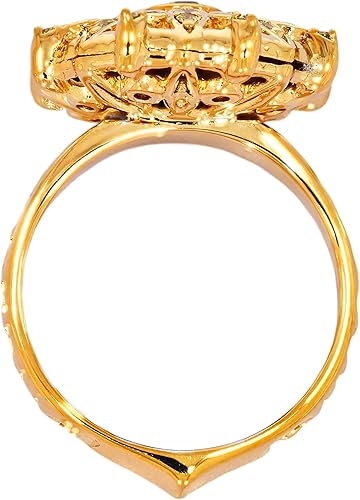 Miniatura 7 de ETHNIQ Anillo de moda chapado en oro de 22 quilates, diseño floral, anillo de compromiso de boda, circonita cúbica, colección de moda para primavera
