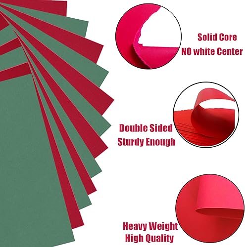 Miniatura 3 de Baisunt 20 hojas de cartulina roja y verde oscuro con tema navideño grueso en blanco para proyectos de arte, álbumes de recortes, tarjetas e