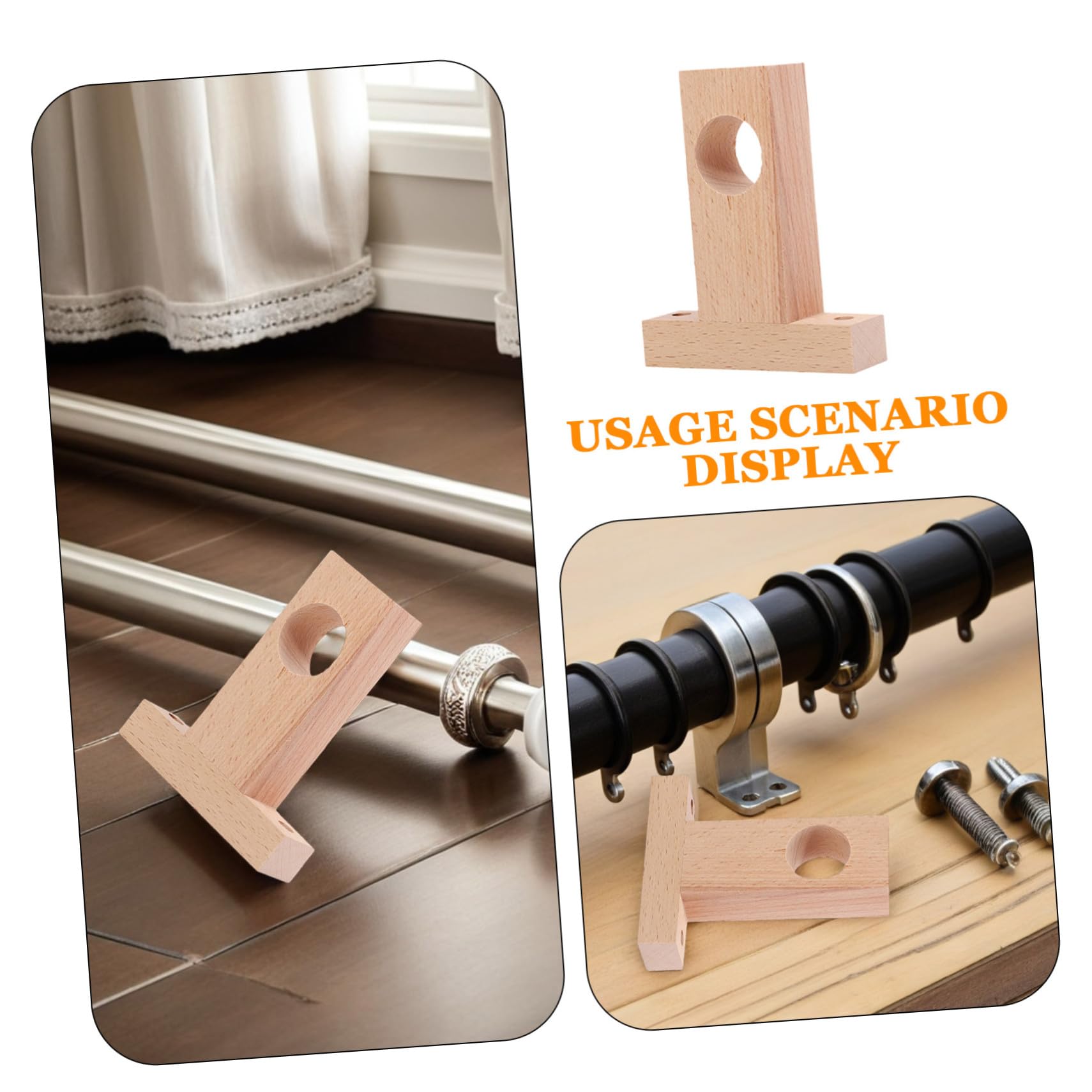 SOIMISS Supporto per Bastone per Tende in Legno 4 Pezzi, Robusto e Resistente, Accessorio per Tende da Interno per Camera e Ufficio