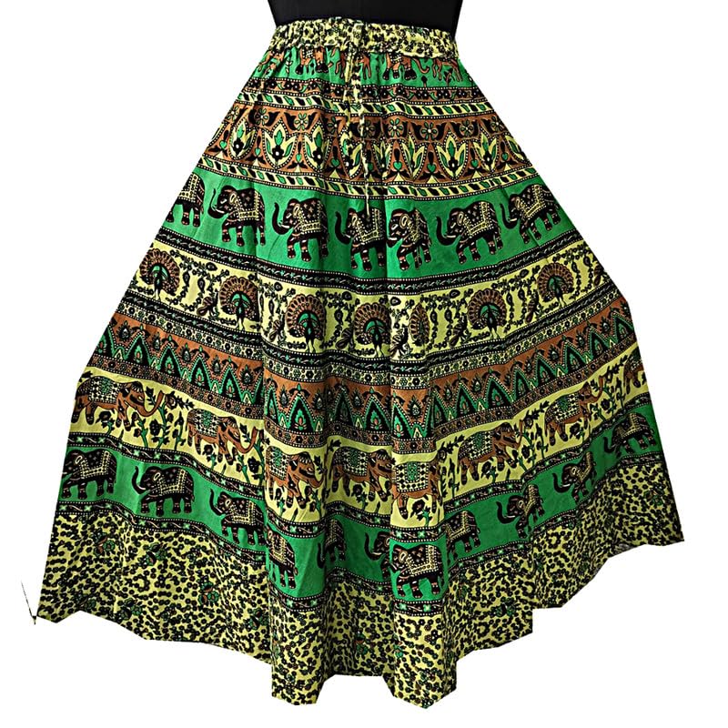 Women Printed Casual Wear Multicolor Cotton Elasticed Full Flared Skirt_Skirt 1-image-0