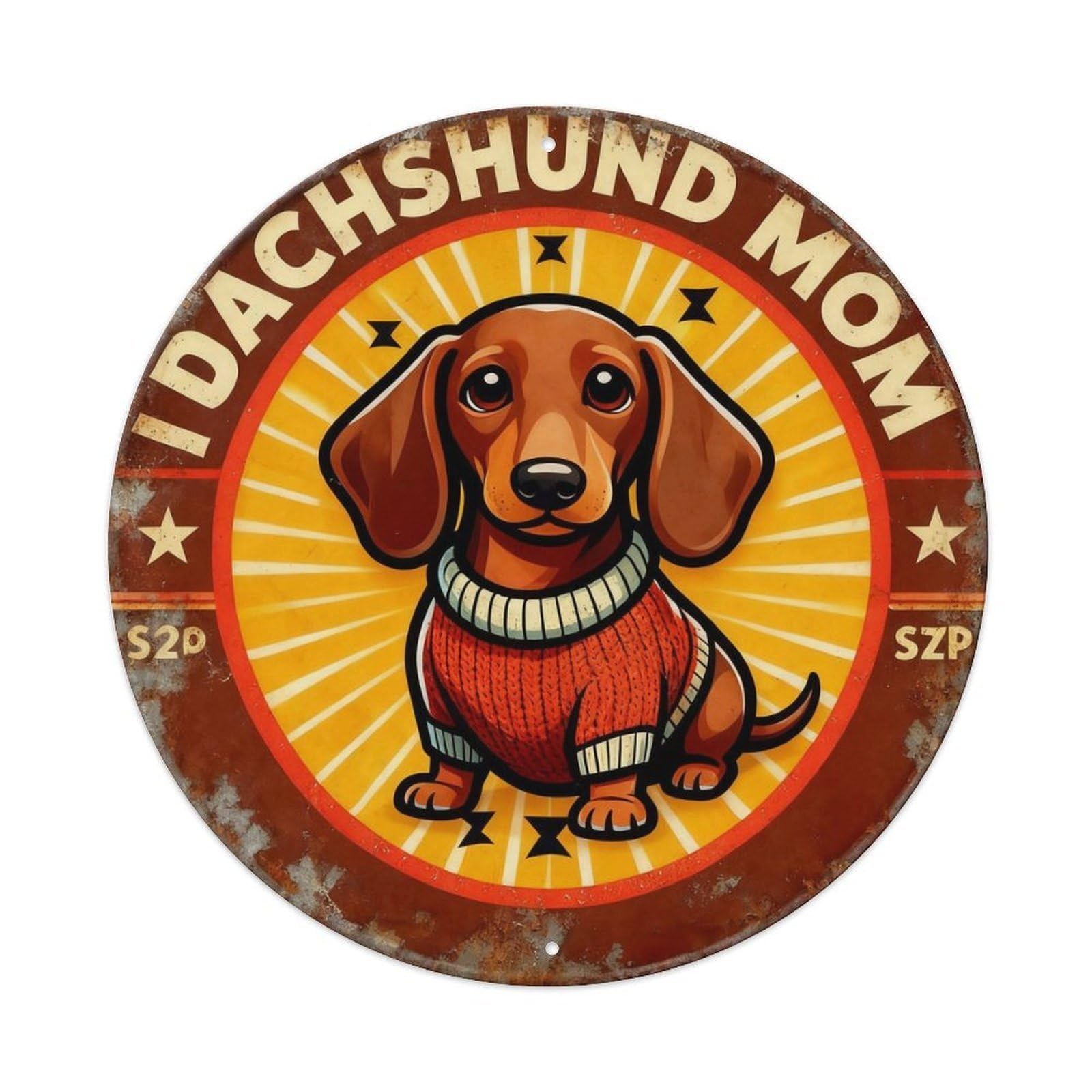 Vintage Dachshund Mom Metal Tin Sign Plaque