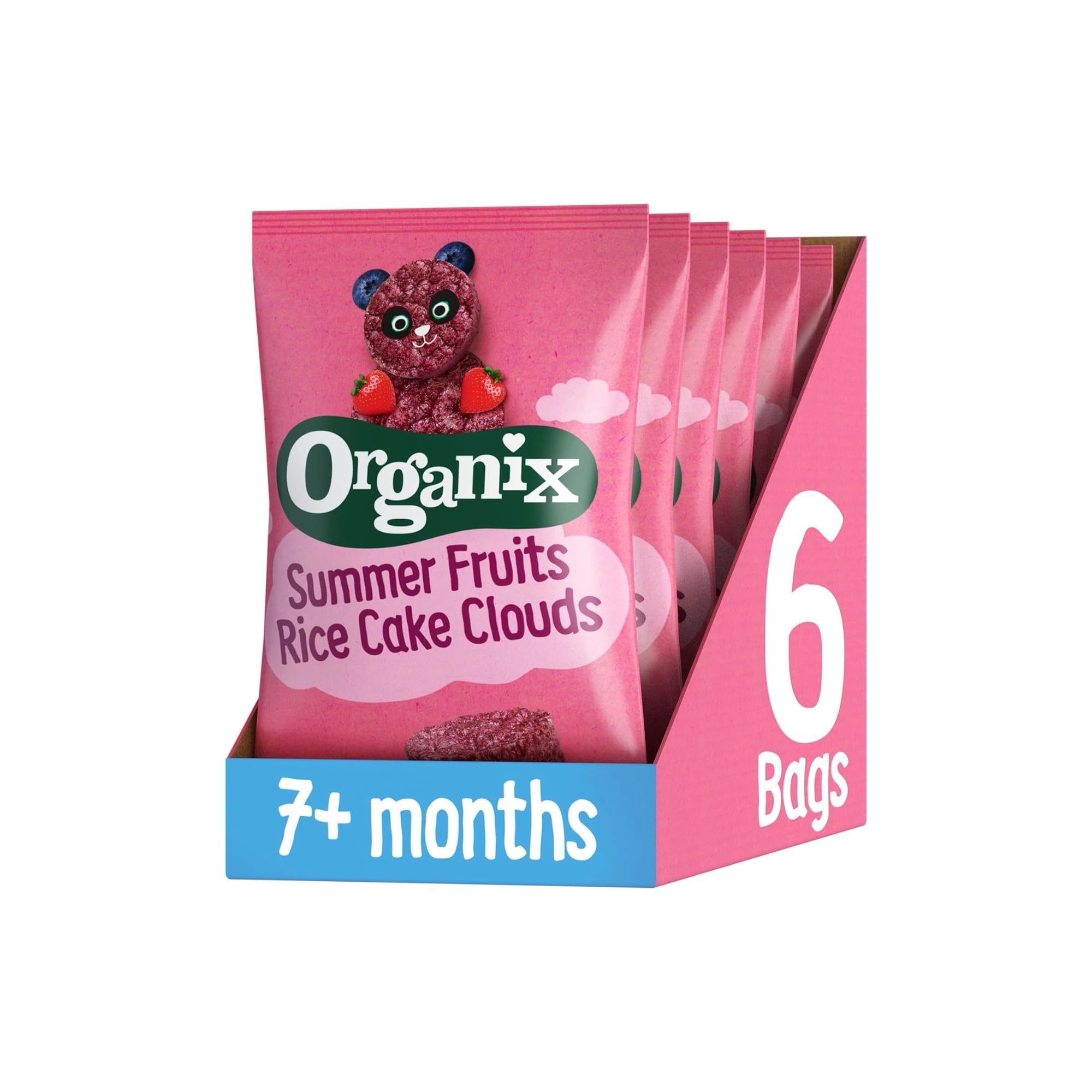 Organix Summer Fruits Rice Cake Clouds, Baby Rice Cakes Snack, Finger Food, 7+ Months, 40 g (Pack of 6)EU OrganicSoil AssociationSoil AssociationSoil Association