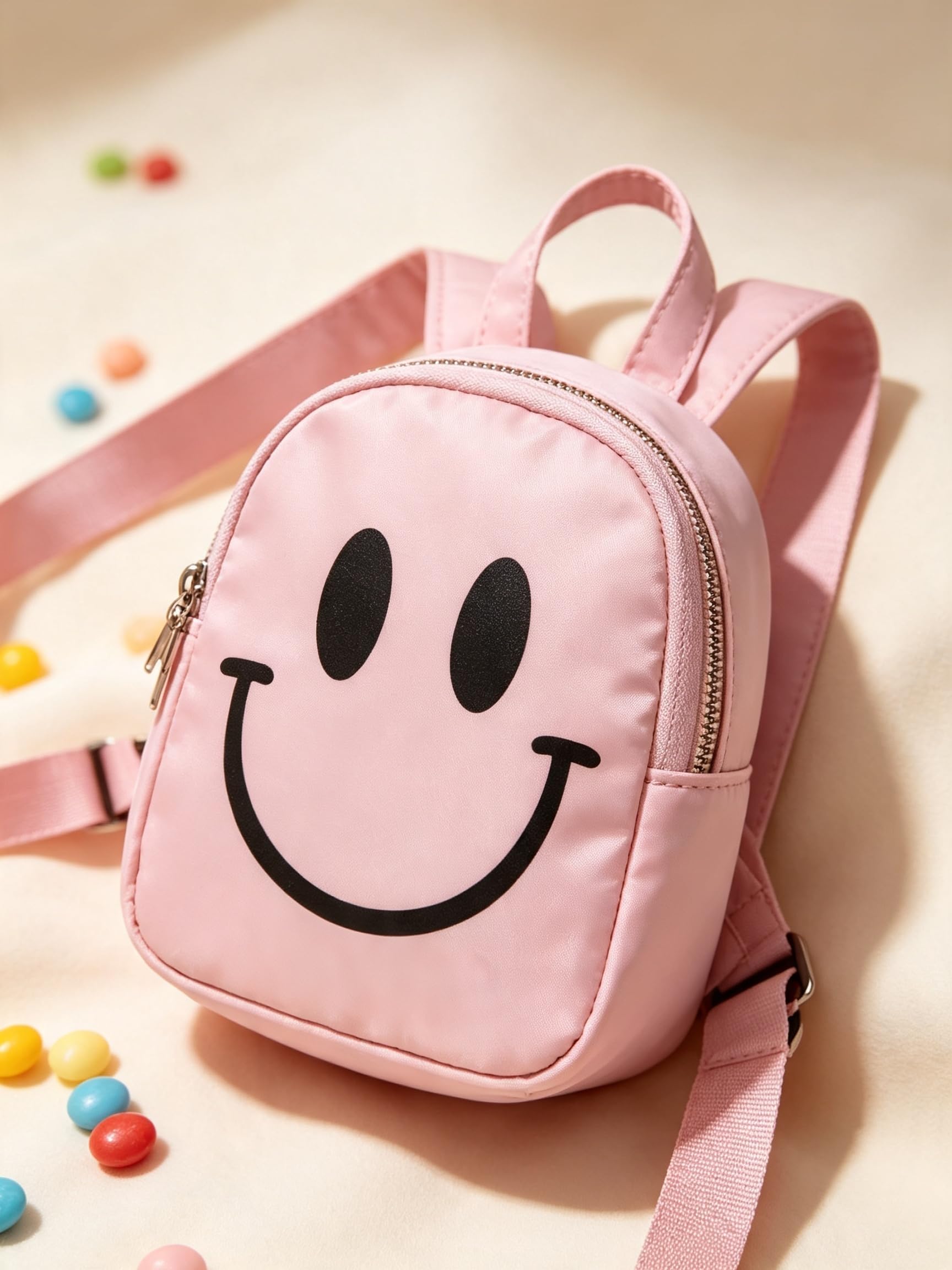 Mini-Umhängetasche, Smiley-Muster, niedlich, verspielt, süß, stilvoll, leicht, Handtasche für Damen, für den täglichen Einkauf, Straße, Treffen