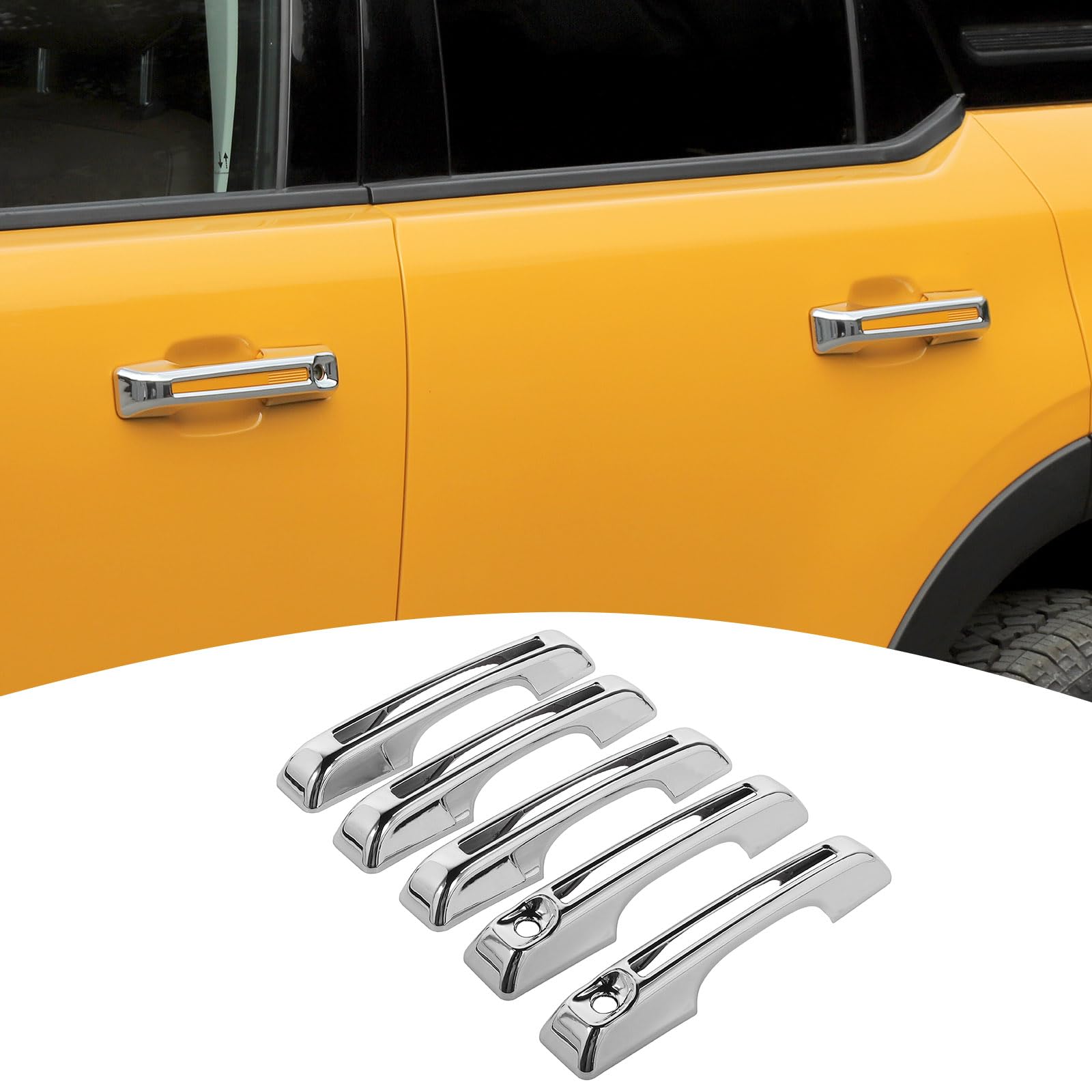 5-Piece Blue Exterior Door Handle Cover Trim For 2021-2025 Ford Bronco – ABS Gloss