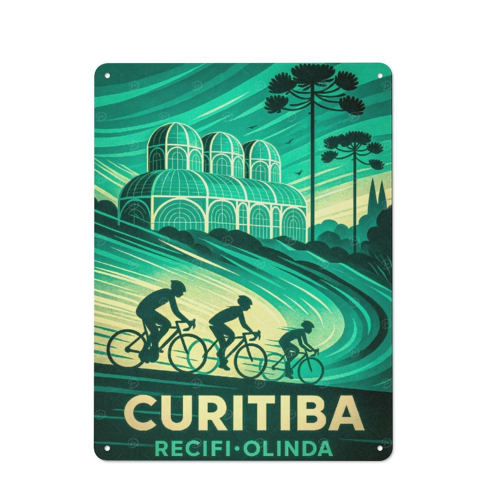 Junmoney Style-2 Tin Wall Plaque 40X30cm With Curitiba Travel For Café Or Restaurant, Housewarming Present For People Styling Café And Restaurant