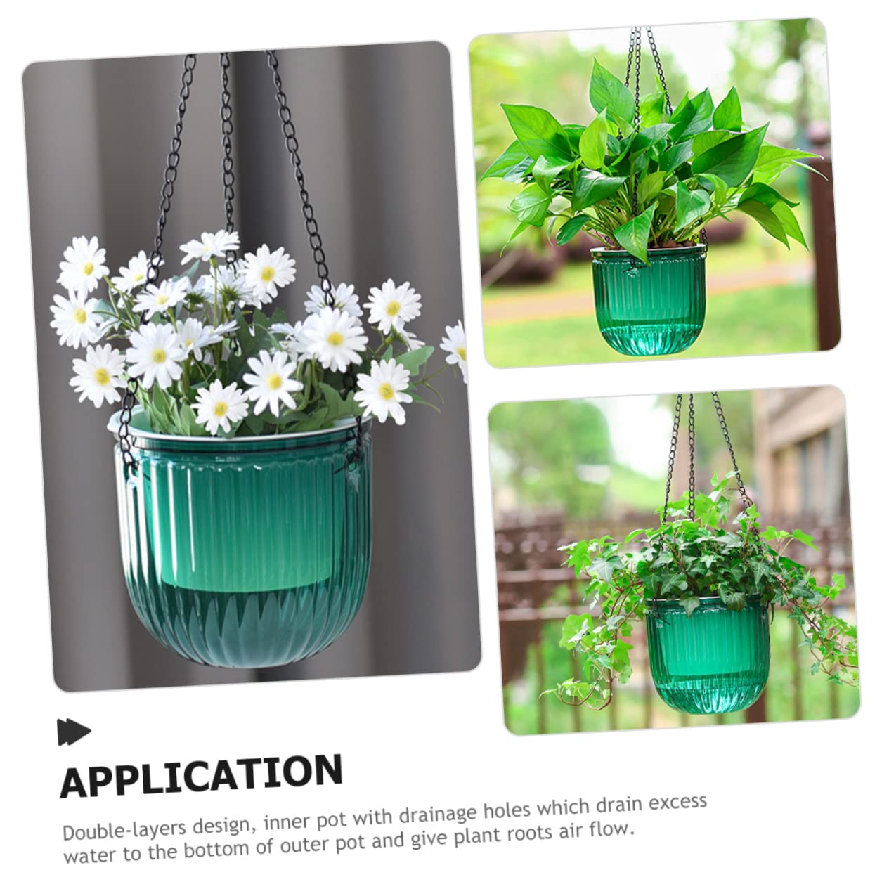 SUPVOX 3pièces Jardinière Suspendue Auto-irrigable Pot De Fleurs à Arrosage Automatique Jardinière pour Plantes Intérieur Pot De Pépinière