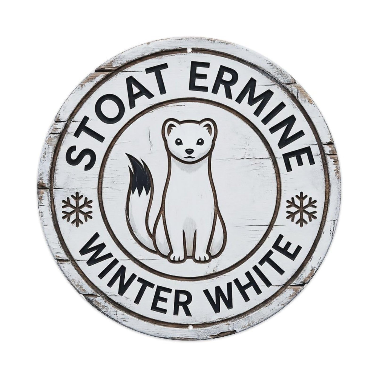 Cxhjca 8X8inch(20X20cm) Stoat Ermine Winter White Metal Tin Sign