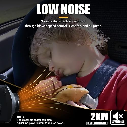 Miniatura 3 de WAYSKA Calentador diésel de 12 V, tanque de 5 L, calentador diésel de 2 KW, silenciador, calentador de estacionamiento diésel con monitor de
