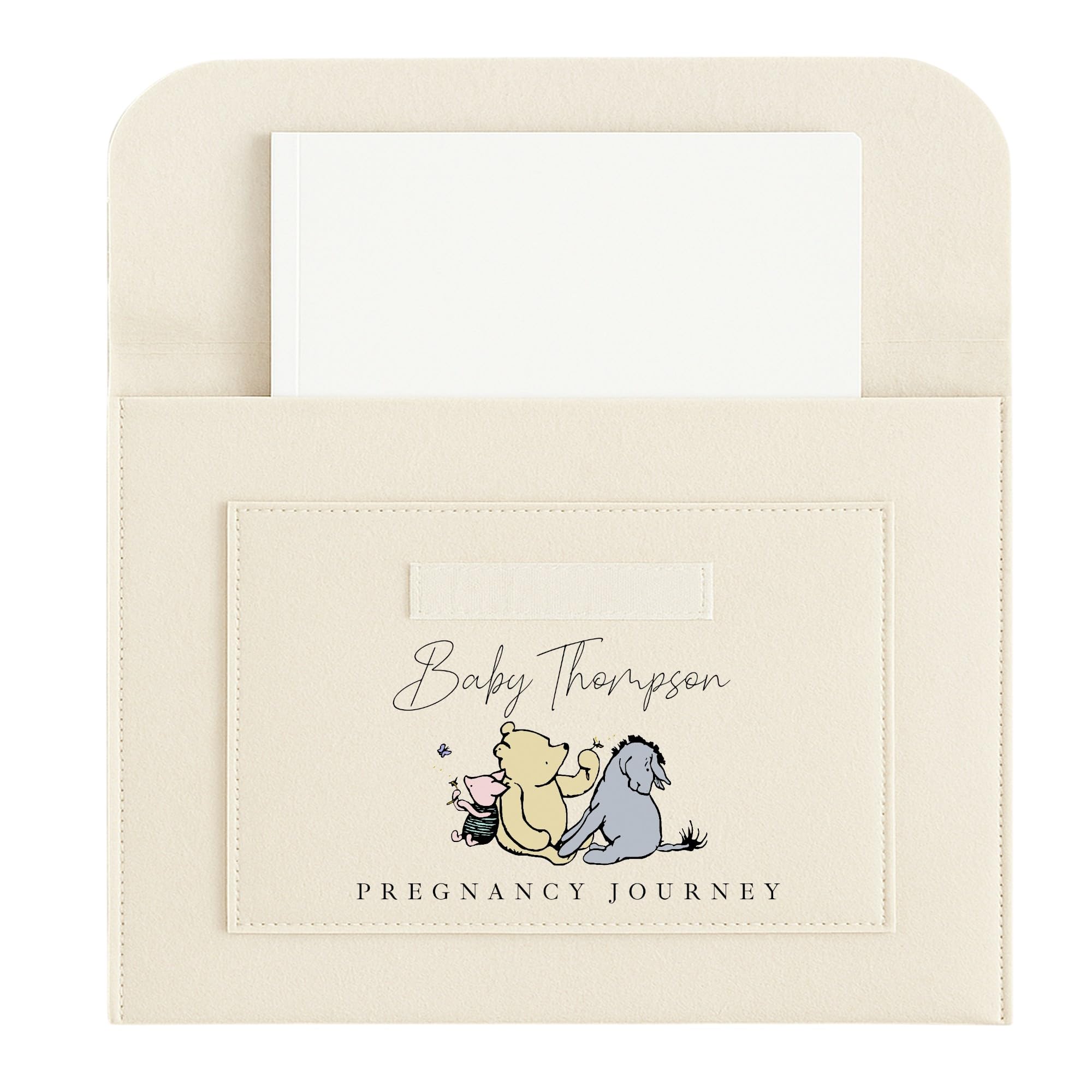 Personalised Pregnancy Journey Folder | A4 Maternity Document Organiser | Baby Name Pregnancy Folder | Cream Felt File for Scans, Midwife & Hospital Notes | Keepsake Gift