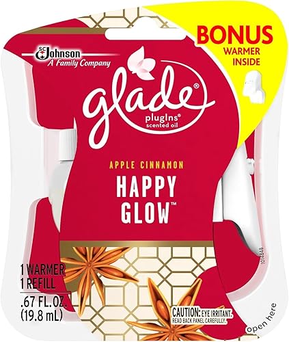 Glade Plugins - Recambio de ambientador de aceite perfumado más calentador gratis, brillo feliz, 0.67 onzas