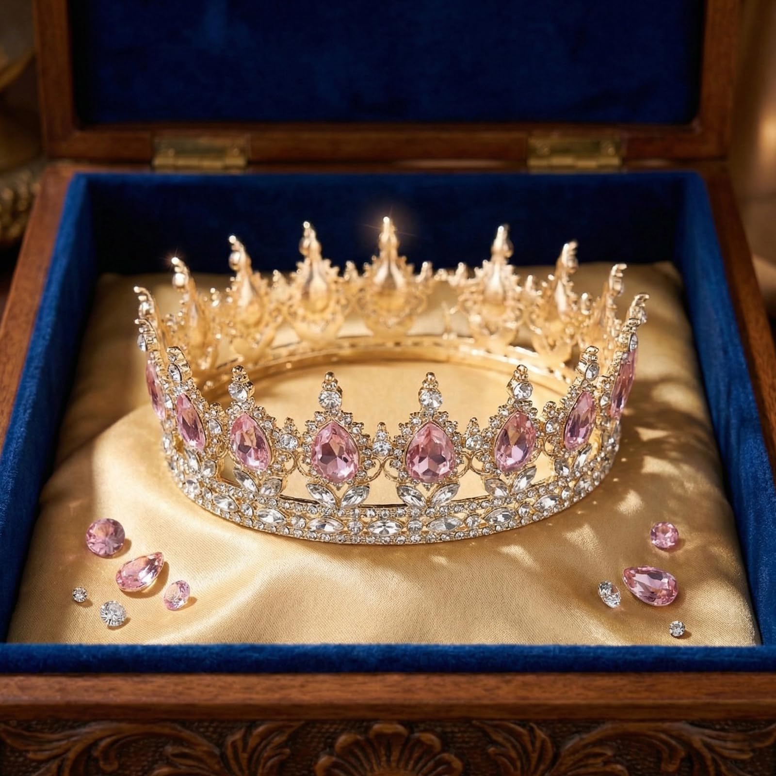 Corona dorata, elegante e scintillante, per donne e ragazze, corona della principessa di tiara, corona di principessa, corona di compleanno, corona di compleanno per adulti