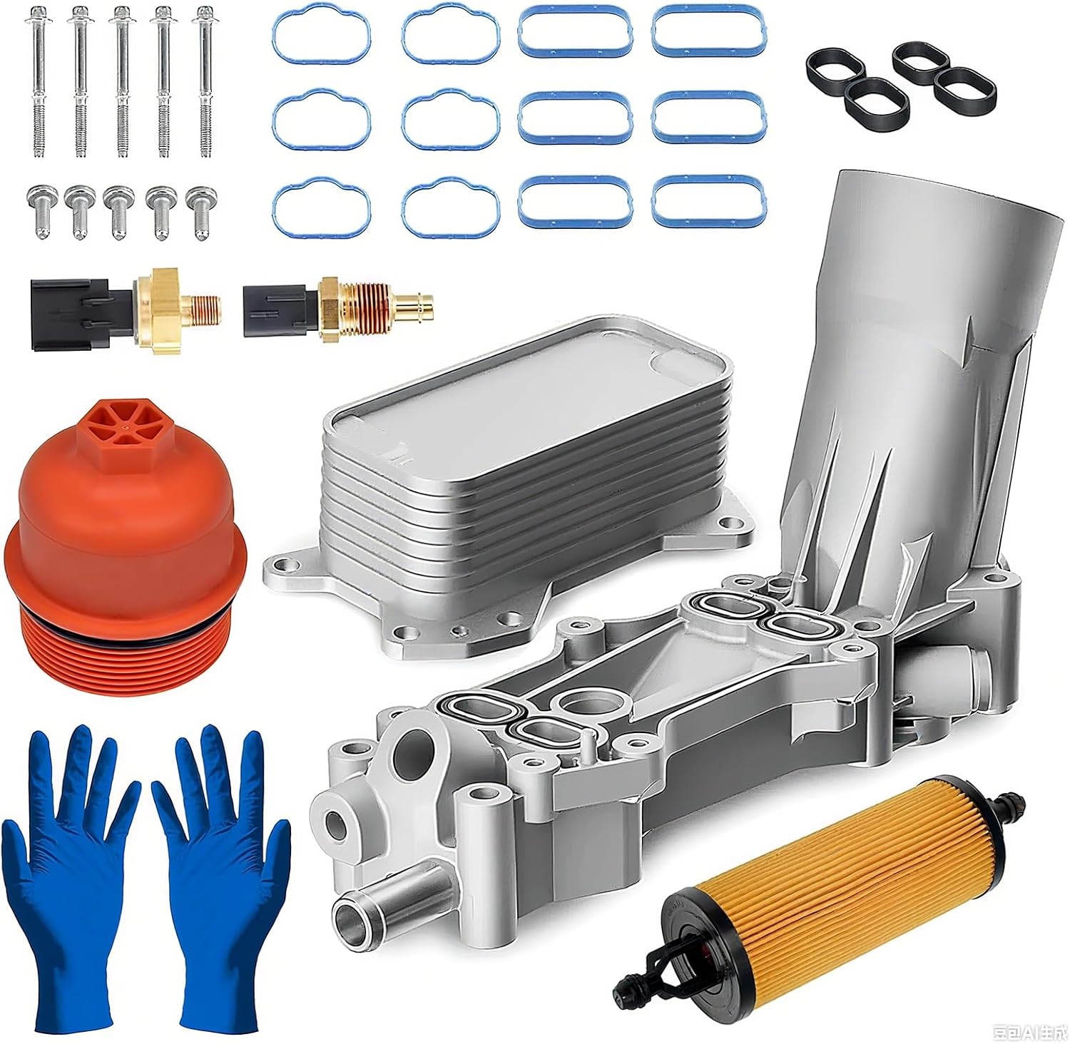 926-959 926-876 Aluminum Engine Oil Filter Housing Kit with Oil Cooler Sensor Gaskets/Filter for 2011-2016 Dodge for Chry-sler 200 300 Ram Jeep 3.6L, Replace OE 5184294AC 68105583AF