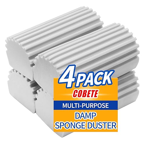 COBETE Damp Clean Duster Sponge,4pack Magic Sponge Eraser,Reusable Damp Dusting