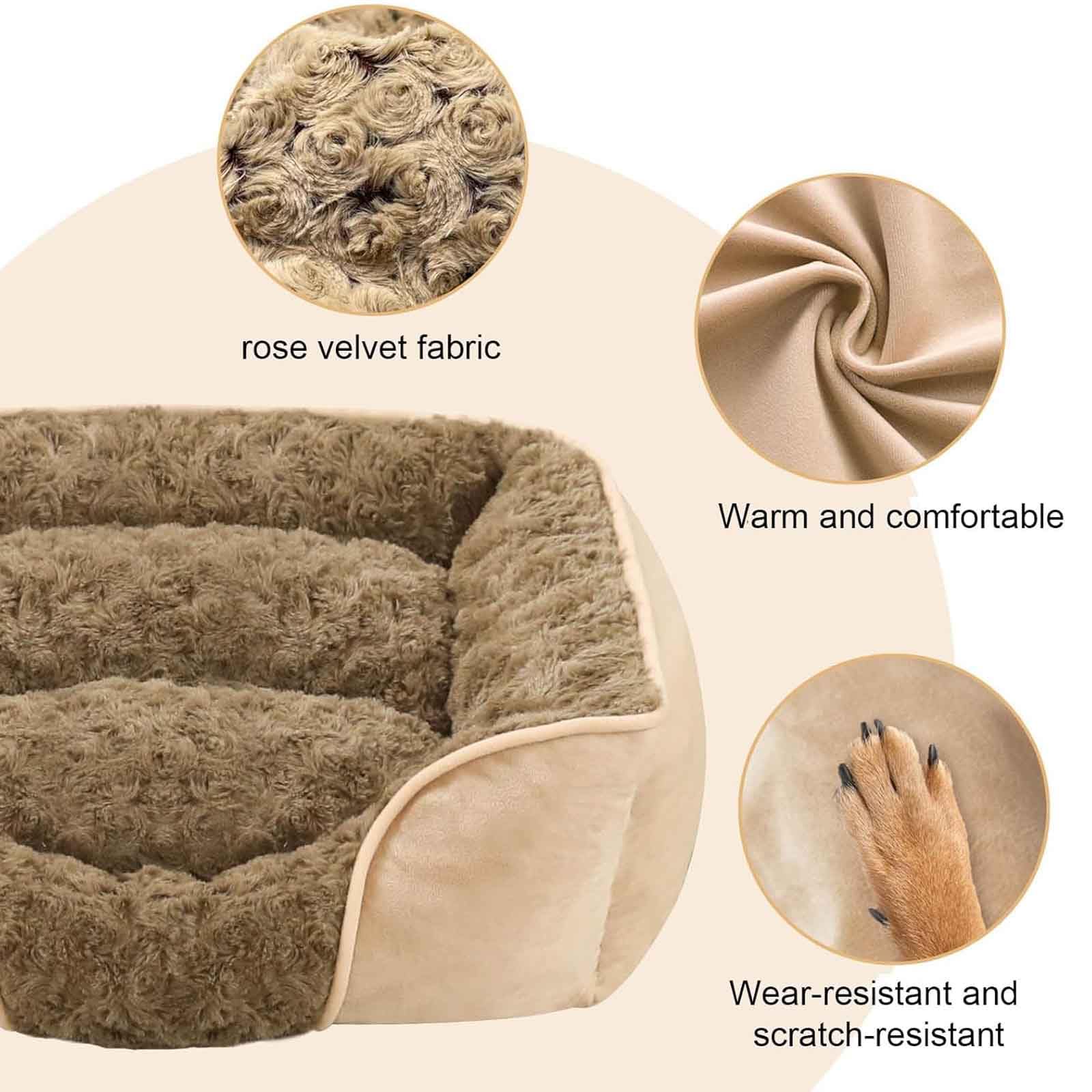 Cuccia per Cani Lavabile da Interno per Cuccioli, Grande, Accogliente, materassino per Animali Domestici, soffice e Rettangolare con Fondo, Grigio.