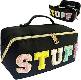 Stoney Clover Makeup Bag Preppy Patch Makeup Bag Preppy Pouch Stuff Pouch Nylon Alphabet Cosmetic Bag Chenille Letter Pouch Better Belt Cosmetic Bag Wide Open Makeup Bag Letter Patch Makeup Bag