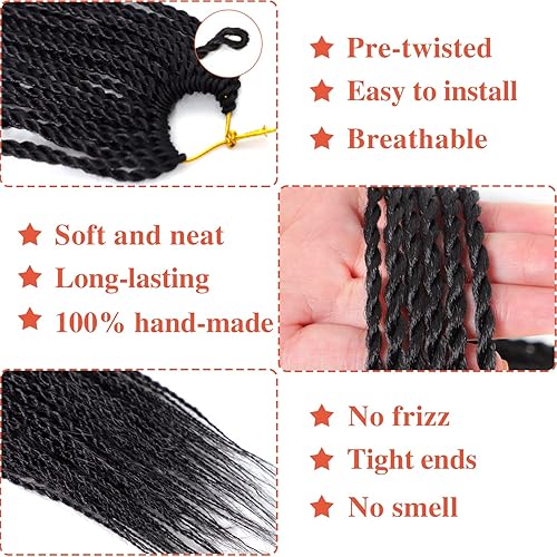 Miniatura 4 de VIOLET Cabello de Trenzas Senegalesas de Ganchillo para Mujeres Negras, 24 Pulgadas, Cabello Largo de Ganchillo Pretrenzado y Preenlazado, 30 Hebras