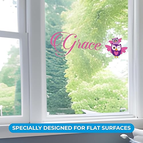 Miniatura 5 de Cryptonite Decoración de la habitación del bebé de búho, calcomanía de pared con nombre personalizado, listo para usar, totalmente personalizable