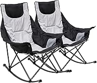 Vista 27 de SUNNYFEEL Silla Mecedora de Camping, Reclinable Acolchada de Lujo, Silla Plegable de Jardín de Gran Tamaño con Bolsillo, Resistente