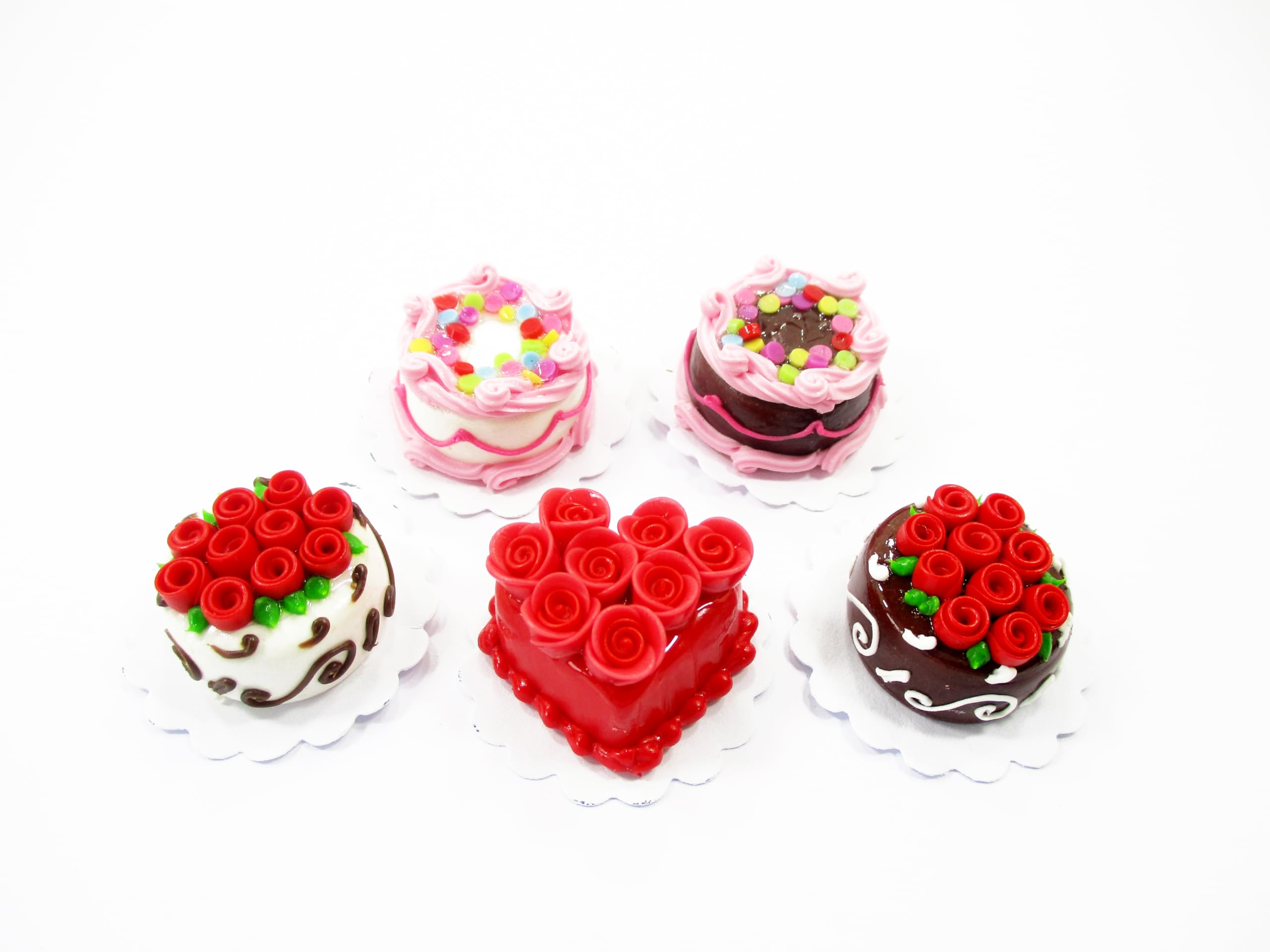 Dollhouse Miniatures Food Mixed 5 Rose Flower Cake 20mm Supply Cakes 13382