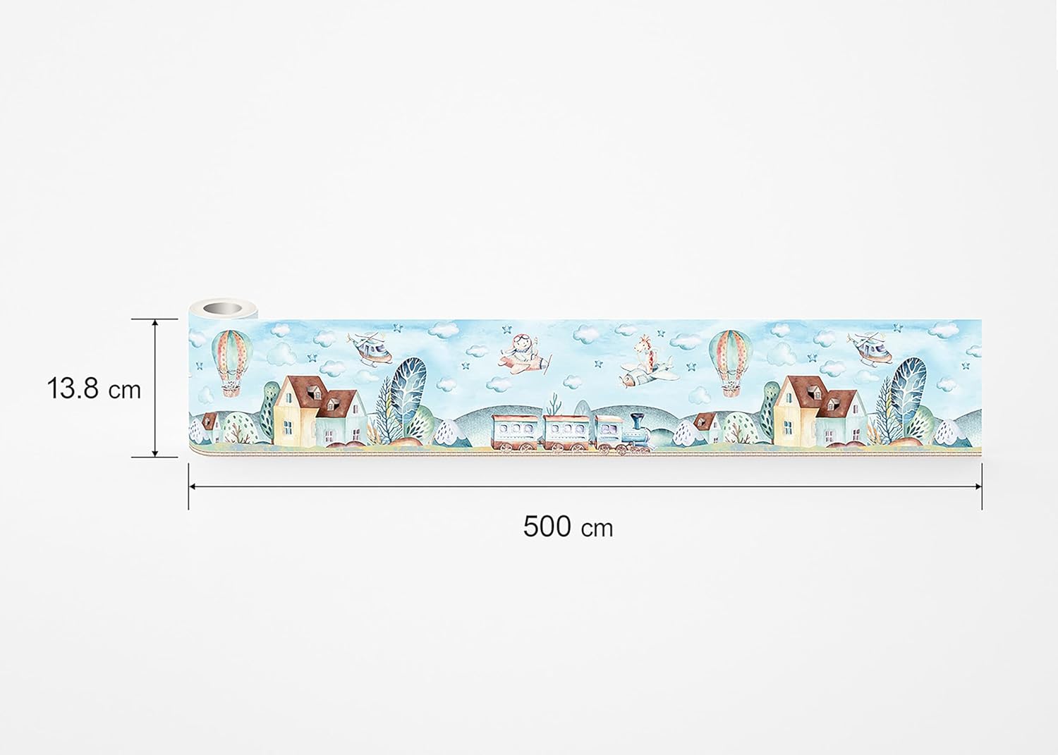 Self-Adhesive Border, Zug, AWBD 8028, Self-Adhesive Children's Room Wall Sticker Decoration, Wall Border for Girls and Boys, Foil, Multicoloured, Width 500 cm x Height 14 cm