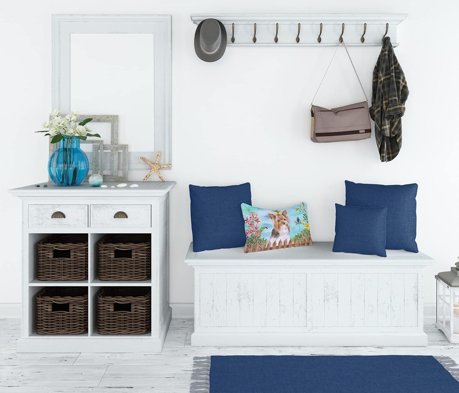 Caroline's Treasures CK1285PW1216 Yorkshire Terrier #2 Spring Canvas Fabric Decorative Pillow Machine Washable, Indoor Outdoor Decorative Pillow for Couch, Bed or Patio, 12HX16W