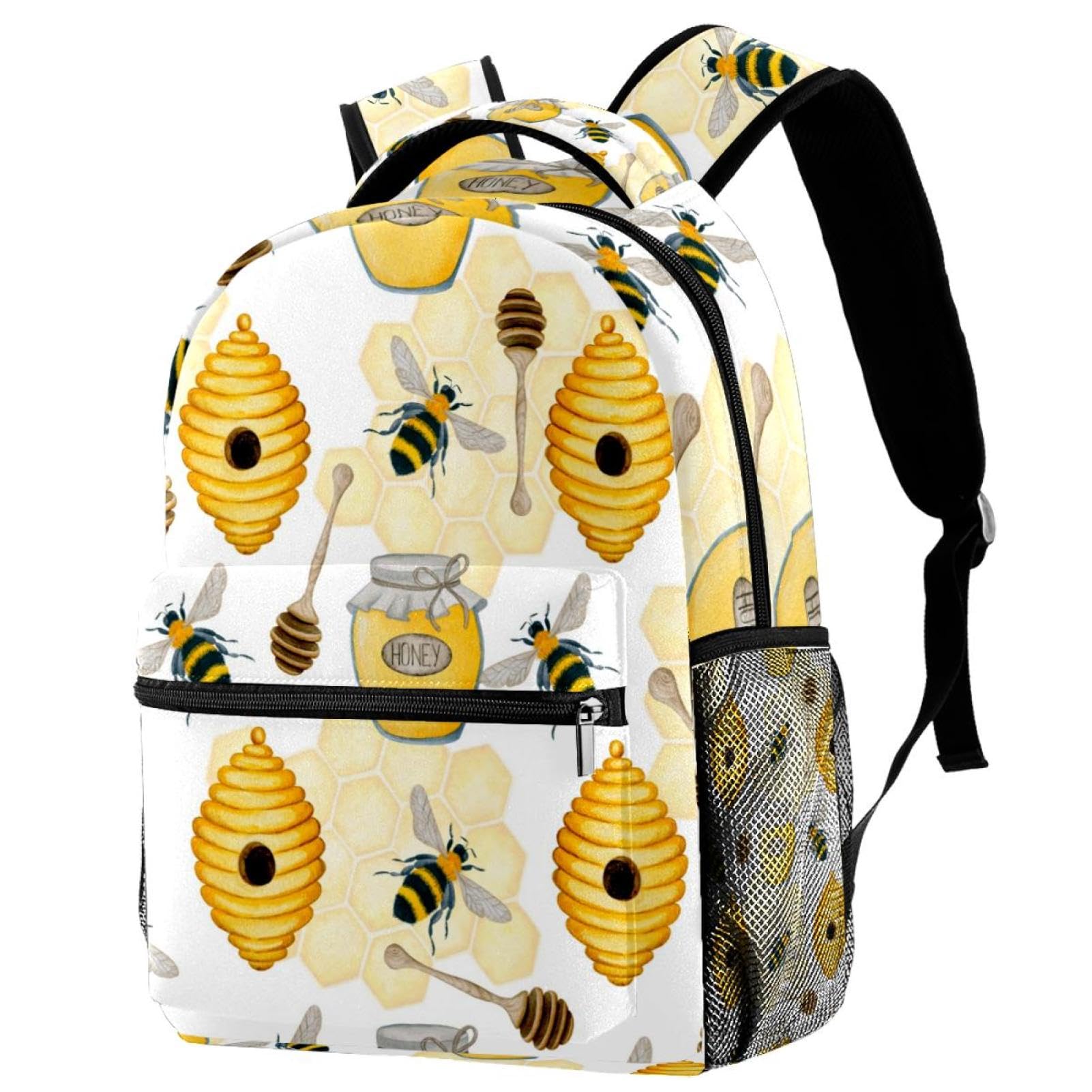 Sac à dos d'école abeilles et pot de miel multicolore 40cm
