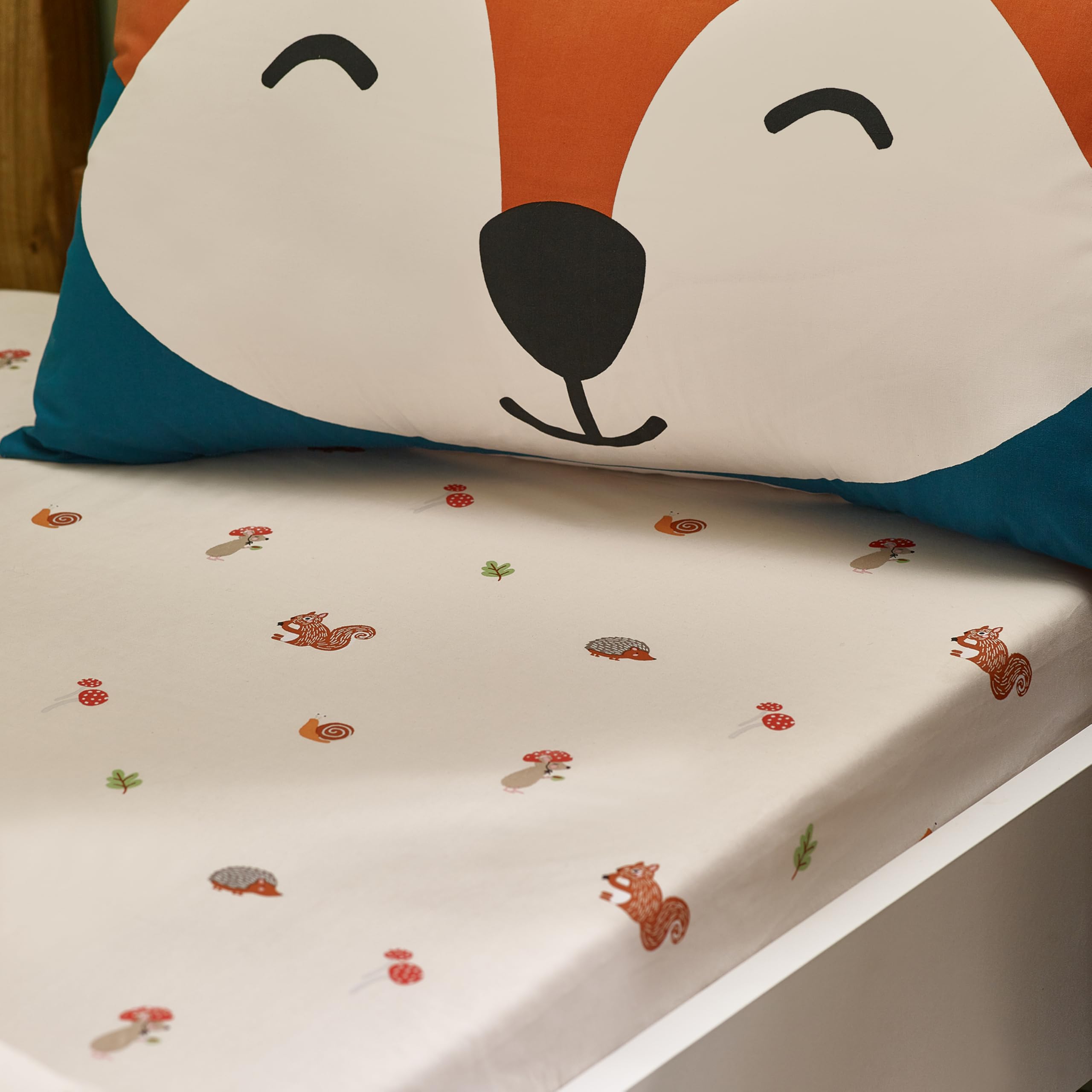 Rackhams Cream Fox And Woodland Friends Fitted Sheet - Single