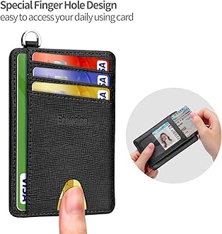 EcoVision Slim Minimalist Front Pocket Wallet, RFID Blocking Credit Card Holder Wallet with Detachable D-Shackle for Men Women