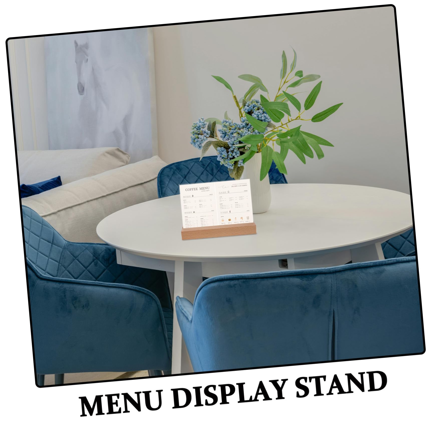 VILLCASE Soporte Para Portamenús Acrílico Transparente Horizontal Con Base De Madera Natural, Expositor De Sobremesa Para Restaurantes, Cafés y Eventos, Pack 5 Unidades A6