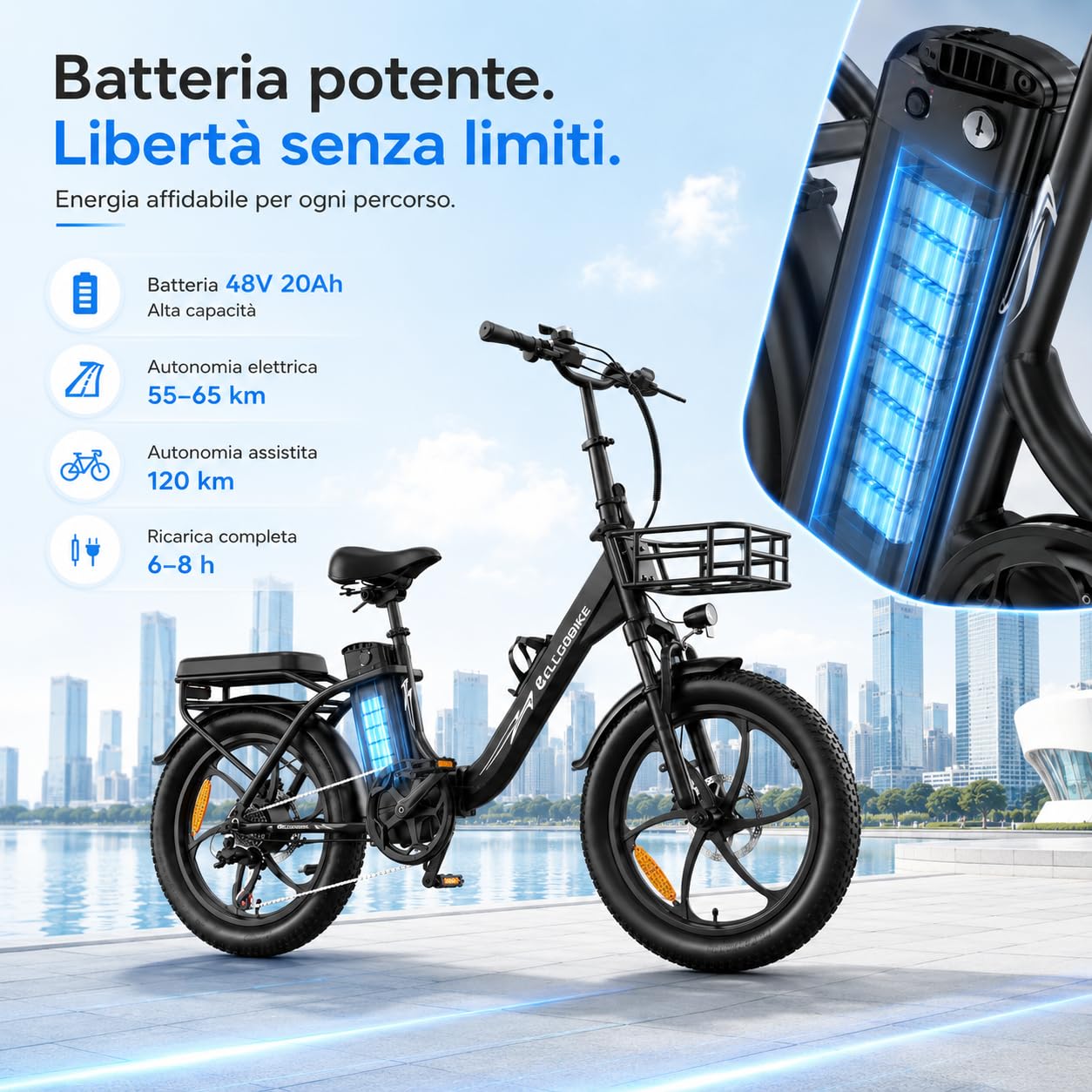 20" Bicicletta Elettrica Pieghevole, Batteria Rimovibile 48V20AH Autonomia Di 120Km Bici Elettrica，7 Velocità E Freni A Disco Idraulici Bici Elettrica Uomo ，E-Bike Da Per Adulti (nero)