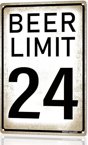 Letrero divertido con texto en inglés "Beer Limit 24" o decoración de cueva de hombre  Letreros de metal vintage  Letreros de cerveza de aluminio