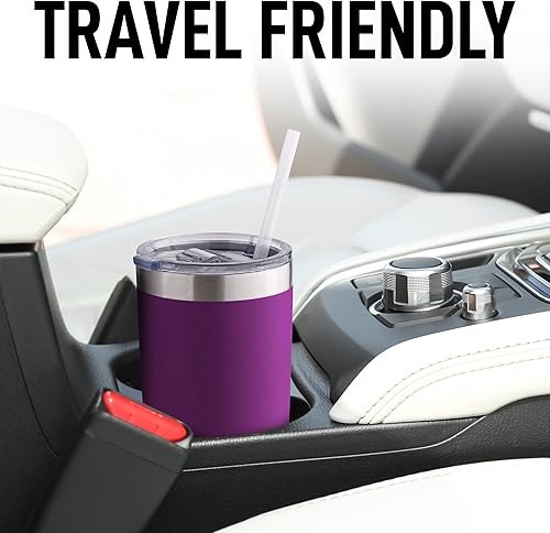 Miniatura 18 de Zulay - Taza de café aislada de 12 onzas con tapa, taza de campamento de acero inoxidable con asa, taza aislada al vacío de doble pared Duracoated