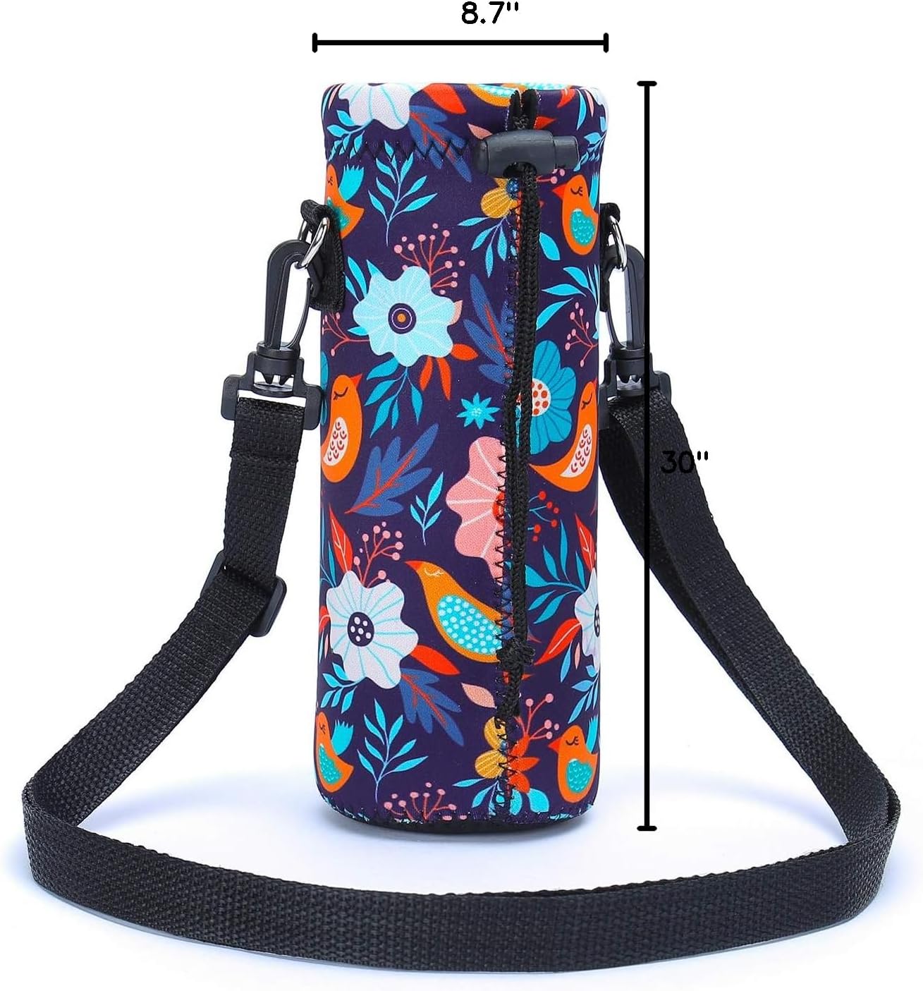 AMARY 750ML Neoprene Water Bottle Carrier Bag with Adjustable Shoulder Strap,Insulated Water Bottle Cover for Stainless Steel/Glass/Plastic Bottles 24OZ (Birds)