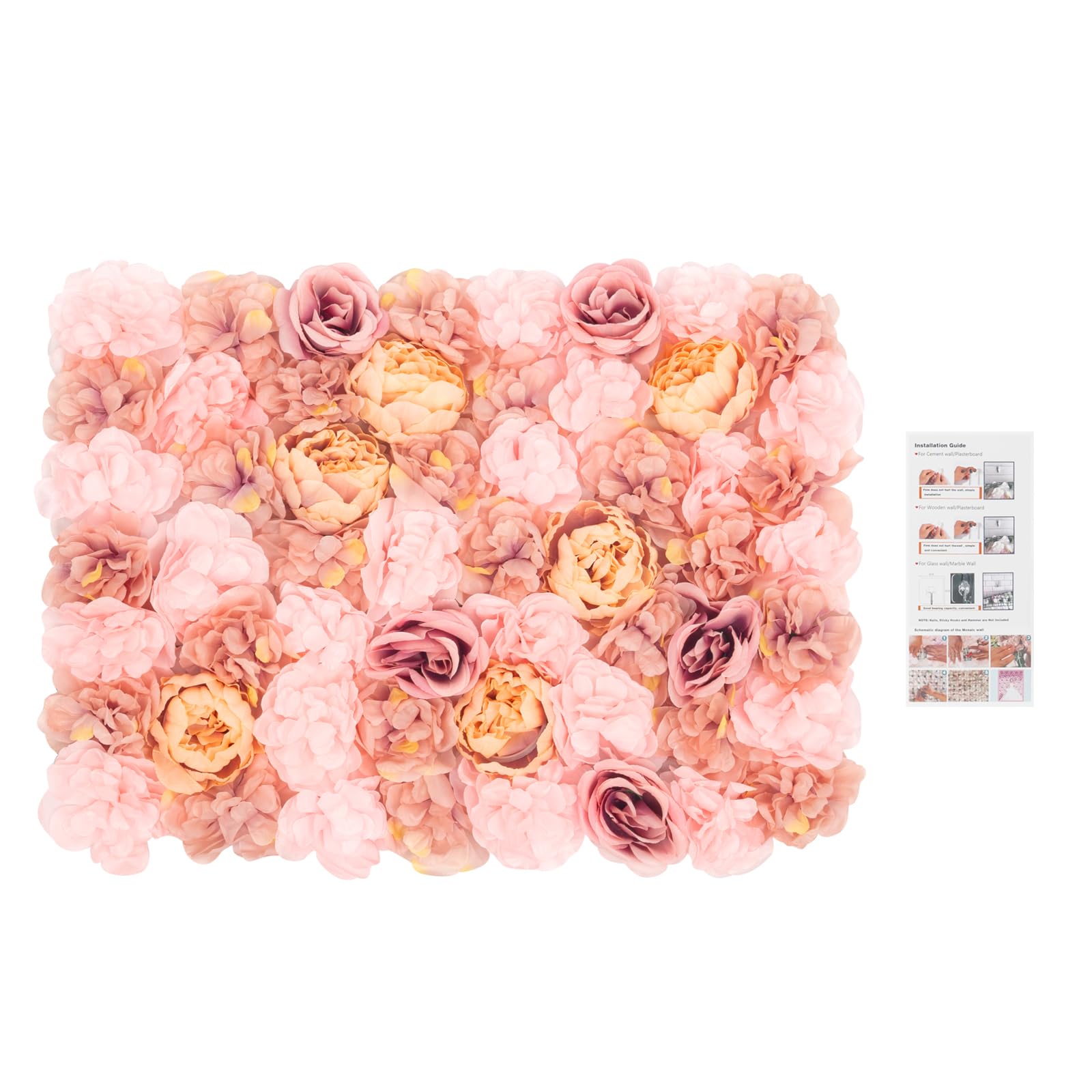 Künstliche Blumenwand 6 Pcs Rosenwand Blumenwandpaneele Kunstblumen Deko für Hochzeit Balkon Hintergrund
